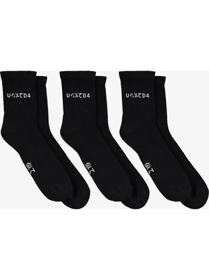 United4 Unisex Siyah 3'lü Çorap.sss