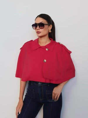 Esra Helvacı Apoletli Pelerin Kısa Trench