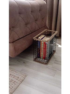 Egindra Dekoratif Hasır Gazetelik / Dergilik / Kitaplık / Metal Tel Hasır Örgülü Düzenleyici