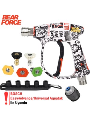 Robeve Bear Force Pop-Art Tasarım Araç Yıkama Tabancası 5li Nozzle Set ve Kemer Klipsli Ile Birlikte Profesyonel Pop-Art Tasarım Oto Yıkama Tabancası