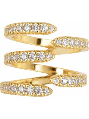 Nes Design Taşlı Ayarlanabilir Sarmal Yüzük -Gold