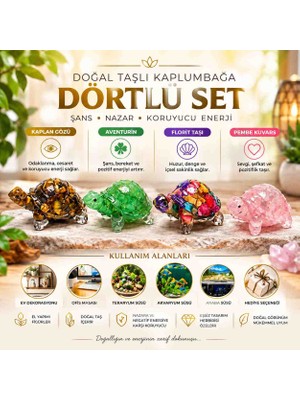 Best Bioenerji Taş Terapi Doğal Taşlı Kaplumbağa Dörtlü Set – Bereket, Bolluk ve Huzur