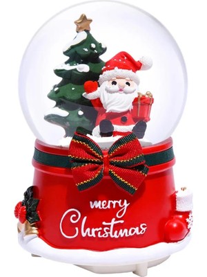 Biton Toptan Noel Baba Merry Crs. 2024 Tasarımlı 13 cm Büyük Boy Işıklı Müzikli Kar Küresi