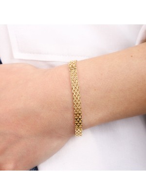 Sembol Gold 14 Ayar Altın Bismark Bileklik 5 mm Sarı Altın Unisex Kullanıcılar İçin Şık Tasarım