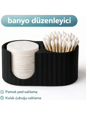 Justone Pamukluk Pamuk Ped ve Kulak Çubuğu Kutusu 2 Bölmeli Banyo Makyaj Organizeri Banyo Düzenleyıcı