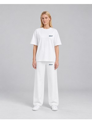 Backlain Mod Style Kadın Iki Iplik 2 Parça Takım Oversize Bisiklet Yaka Tişört ve Rahat Kesim Pantolon