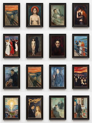 Dekorif Edvard Munch Tabloları 16'lı Sticker Seti Laptop Defter Planlayıcı Etiket