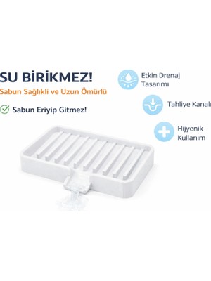 Justone Drenajlı Sabunluk, Su Tahliye Kanallı Katı Sabun Kabı, Banyo ve Mutfak Için