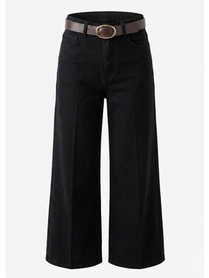 Magarde Premium Kemerli Flare Jean- Siyah