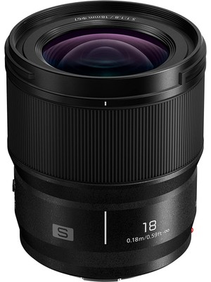 Panasonic Lumix S-S18E - Parlak 18MM/F1,8 Geniş Açılı Objektif, Kompakt ve Hafif, Toza/su Sıçramasına Karşı Koruma, Soğuğa Dayanıklı, Fotoğraf Videoları Için, Siyah