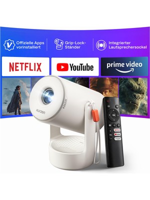 Aurzen E1 Mini Projektör ve Resmi Netflix, Akıllı Projektör Ev Sineması