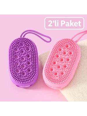 Bak Gel Al Sabun Hazneli Silikon Banyo Kesesi ve Masaj Lifi Köpük Üreten Silikon Duş Kesesi Masaj Etkili