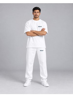 Backlain Mod Style Erkek Iki Iplik 2 Parça Takım Oversize Bisiklet Yaka Tişört ve Rahat Kesim Pantolon