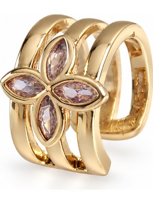 Serelya Pirinç Gold Renk Yonca Earcuff Küpe