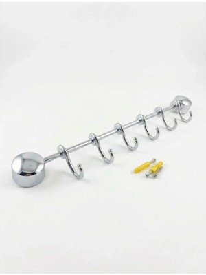 Delux D548 Banyo Duvar Askısı 6'lı Duvara Monte Edilebilir 6'lı Askı Vidalı