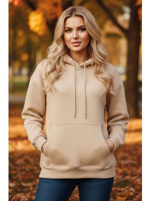 Lareon Kadın Oversize Kapüşonlu Sweatshirt %100 Pamuk MCS2004