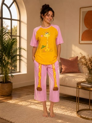 Arkano Kadın Desenli Rahat Pijama Takımı