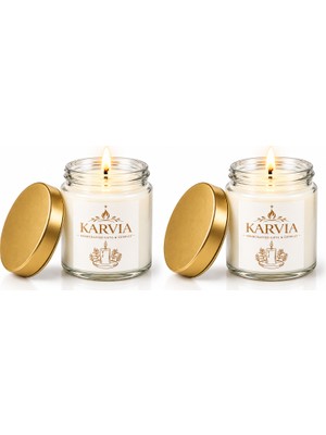 Karvia Kokulu 2'li 210 cc Cam Kavanoz Mum Set-El Yapımı