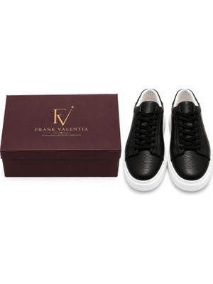 Frank Valentia FV006 Erkek Siyah Hakiki Deri Sneaker