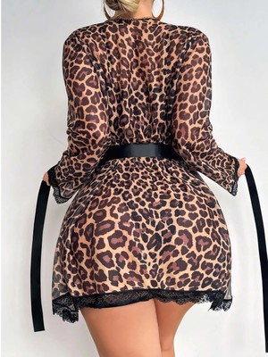 Mylora Trend Sabahlıklı Jartiyer Ipli Leoparlı Fantezi Seksi Takım