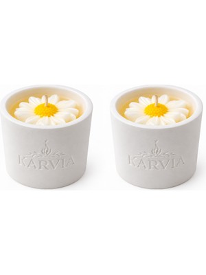Karvia Kokulu 2'li Desenli Beton Mum Set- El Yapımı