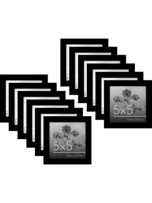 Renas Store Americanflat 5x5 Picture Frame With Polished Plexiglass - Set Of 12 - Signature Collection - Picture Frames With Engineered Wood - Square Frame For Tabletop And Wall Display - Black