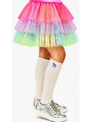 Steppe Berry Çocuk Krem Tozluk Ayak Isıtıcı Pamuk Leg Warmer
