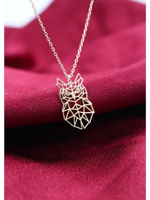 14K Altın Kaplama / Gümüş Geometrik Baykuş Kolye