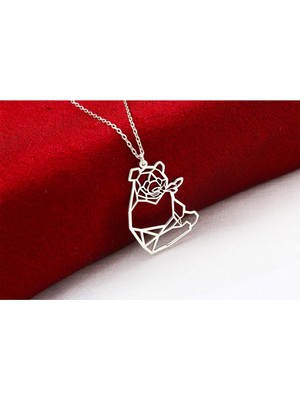 14K Altın Kaplama Kolye – Geometrik Panda Tasarımı