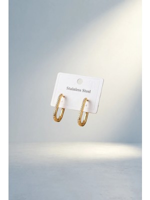 Renas Store Gold Renk Zirkon Taşlı Halka Küpe Modası
