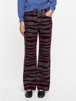 Parfois Kadın Kadife Hayvan Desenli Denim Pantolon