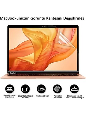 TeknoKapsül MacBook Air 13.6 Inç M2 M3 M4 Uyumlu Parlak Anti Scratch Ekran Koruyucu Retina Net Görüntü Cam Hissi Touch Id A2681 A3113 A3240 Şeffaf