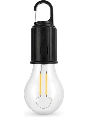 TeknoKapsül Şarjlı Kamp Ampulü USB Type-C Girişli Asılabilir LED Ampul 3 Modlu Işık Gün Işığı Kamp Lambası Taşınabilir Acil Durum Işığı Kancalı Ampul Outdoor Kamp Aydınlatma