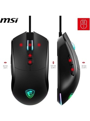 TeknoKapsül Msı Forge GM320 Oyuncu Mouse, 12800 Dpı Optik Sensör, Rgb Led, 7 Düğme, USB 2.0, Siyah, 1.5m Kablo