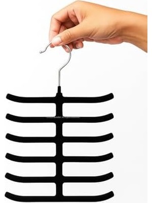 TeknoKapsül Kaymaz Kadife Kravat Askısı 3'lü Paket, 12 Kancalı Dolap Içi Düzenleyici Seti, Metal Kancalı, Kemer, Şal, Fular ve Aksesuar Için Yer Tasarruflu Pratik Organizer Askılık