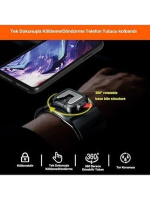 TeknoKapsül Spor Koşu Bileklik Telefon Tutucu 360° Dönebilen Tüm Telefonlara Uyumlu + Bisiklet Telefon Tutucu