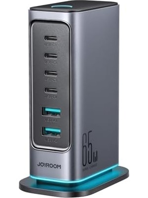 TeknoKapsül 65W Gan Çok Portlu Şarj Istasyonu, 4 Usb-A Portu, 2 Usb-C Portu, 1,5 M Kablo