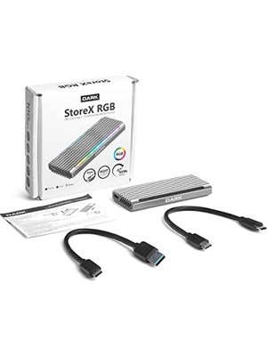 TeknoKapsül Dark USB 3.2 Gen2 Type C - M.2 Nvme & Sata SSD Rgb Led'li Disk Kutusu (Dk-Ac-Dsem5)