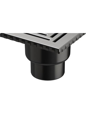 TeknoKapsül V-Flow Kare 5608285 Duş Kanalı, Alttan Çıkışlı, 15X15 Cm, Dk 800 Kapak, Mat Krom