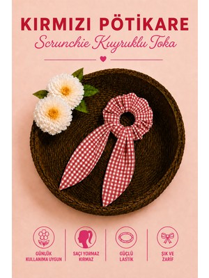 Hophera Pötikare Kuyruklu Scrunchie Toka Güçlü Lastikli Saç Tokası