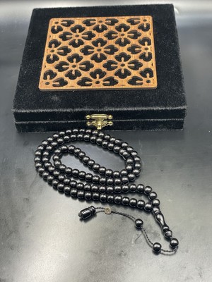 Linea Craft Lineacraft Şükrü Baba Imzalı Sistemli 99'luk Küre Kesim Siyah Sıkma Kehribar Tesbih