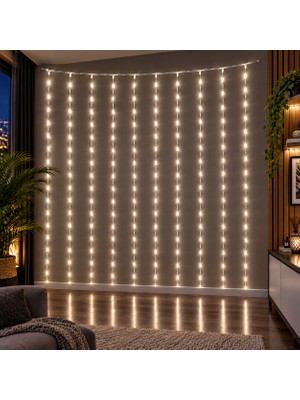 Kuzey Oyuncak Yuksek Kalite Ultra Parlak Canlı LED Işıklı Salkım LED Işık 3x2 Metre 10 Dallı Gün Işığı Perde LED