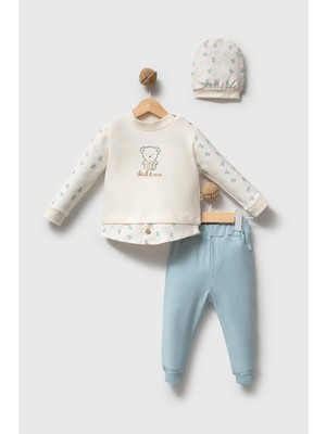 H HONEY BABY %100 Organik Pamuk Dad & Me 2'li Bebek Takım