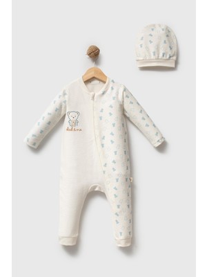 H HONEY BABY %100 Organik Pamuk Dad & Me Fermuarlı Tulum