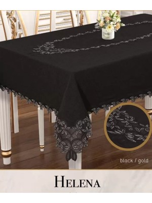 Elitse Helena Model Keten Dantelli 155X220 cm Krem Şık Yemek Masası Örtüsü Tasarım