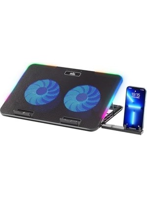 TeknoKapsül Mila Serisi M2 R-Type Rgb Işıklı, 2 Büyük Fan, Telefon Standı,2 USB Notebook Soğutucu Stand