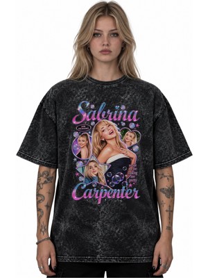 Sevbano Sabrina Carpenter Şarkıcı Baskılı Unisex Oversize Vintage Yıkamalı Tişört