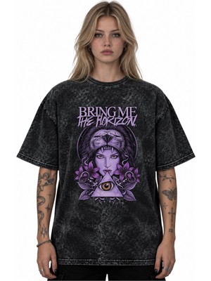 Sevbano Bring Me The Horizon Rock Metal Müzik Grubu Baskılı Unisex Oversize Vintage Yıkamalı Tişört