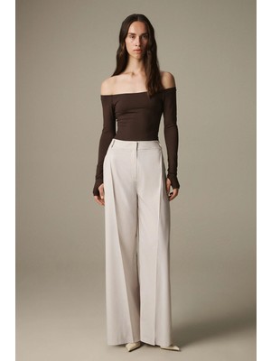 Vatkalı Pileli wide leg pantolon