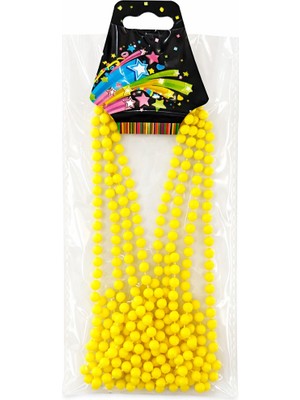 Neon Sarı Boncuk Kolye 80 cm – Retro 80’ler 90’lar Parti Aksesuarı